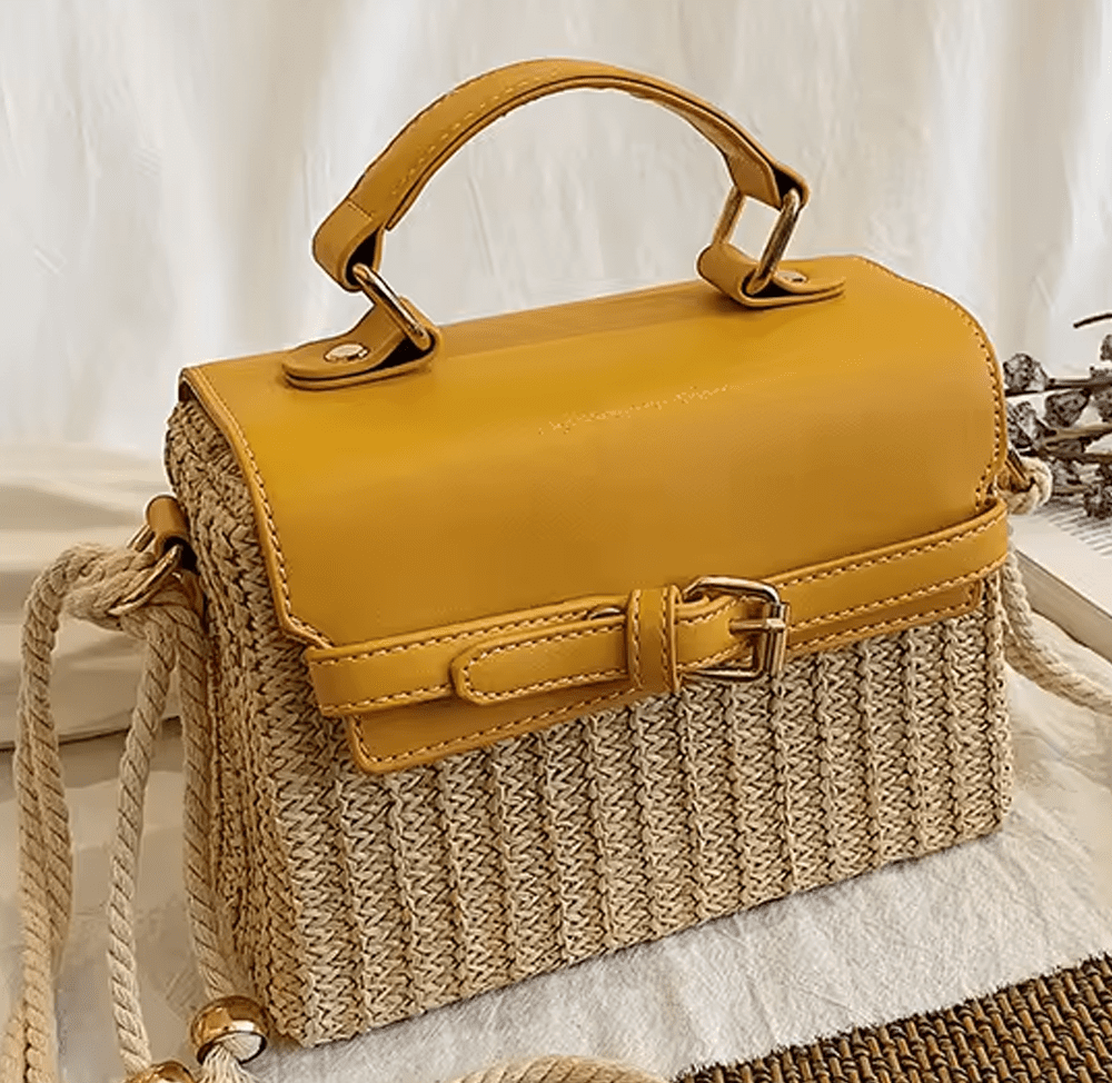 Woven Cane Crossbody Bag