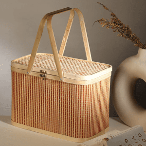 Bamboo Picnic Basket with Handle