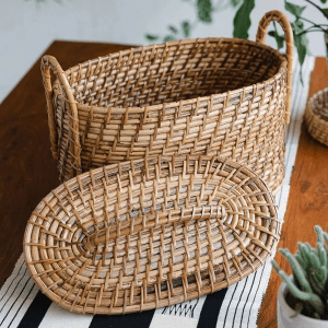 Round Cane Decorative Basket
